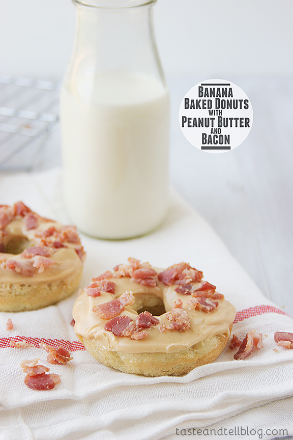 Banana Baked Donuts with Peanut Butter and Bacon