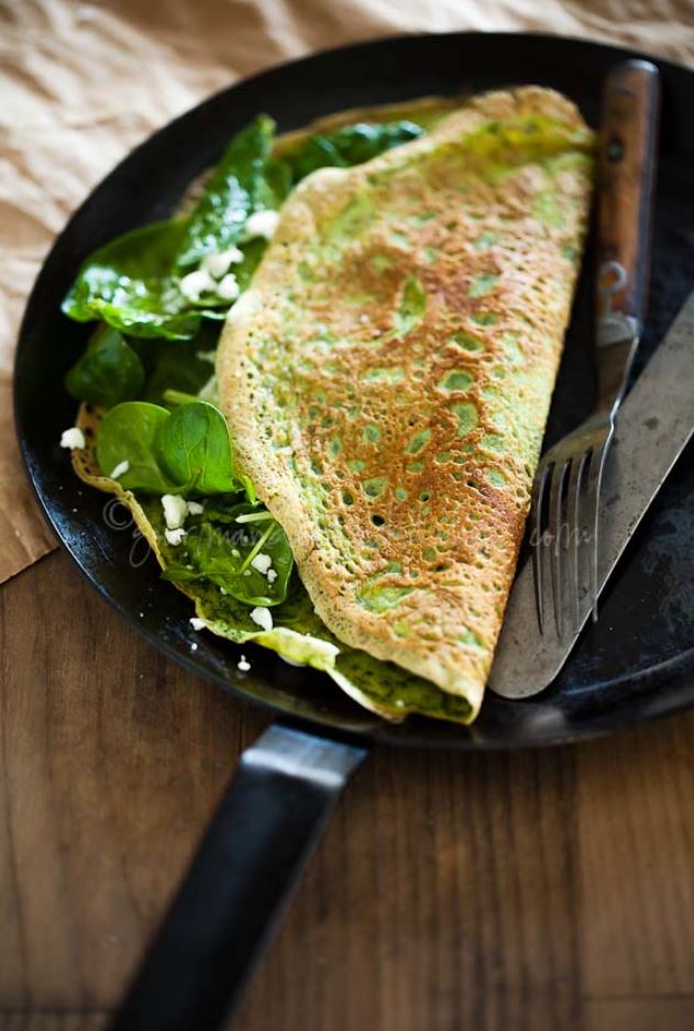 Thin Green Spinach and Herb Omelettes aka Flourless Crêpes Recipe 