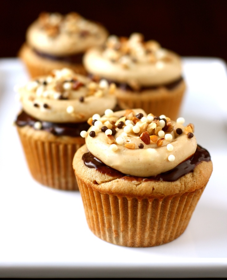Peanut Butter Cupcakes with Chocolate Ganache and Peanut Butter Buttercream