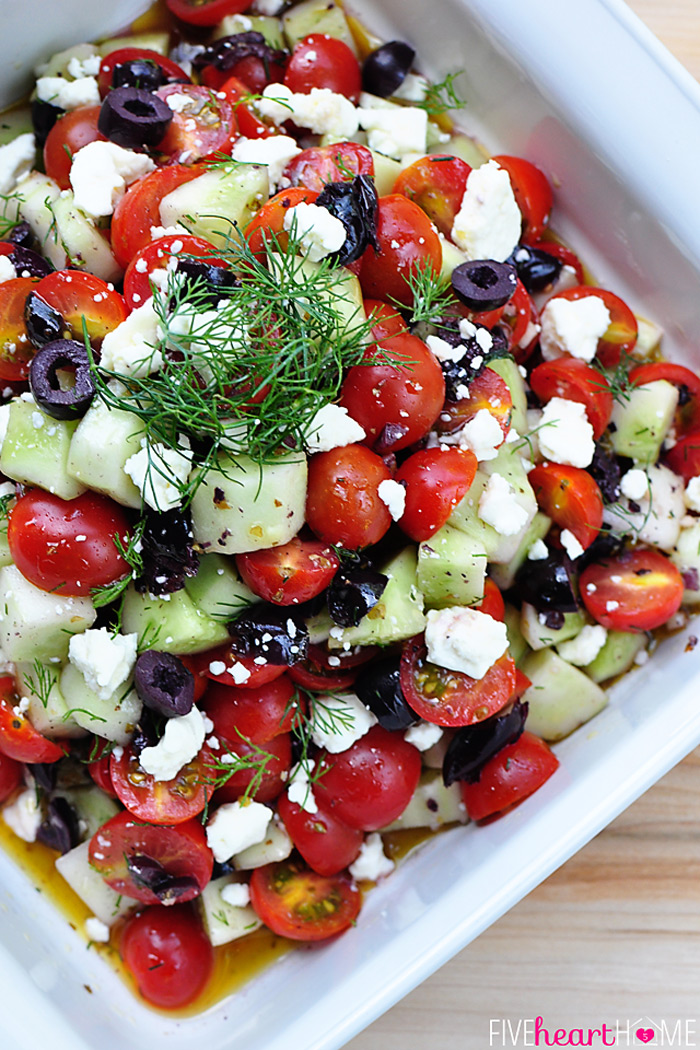 Tomato Cucumber Salad with Olives and Feta