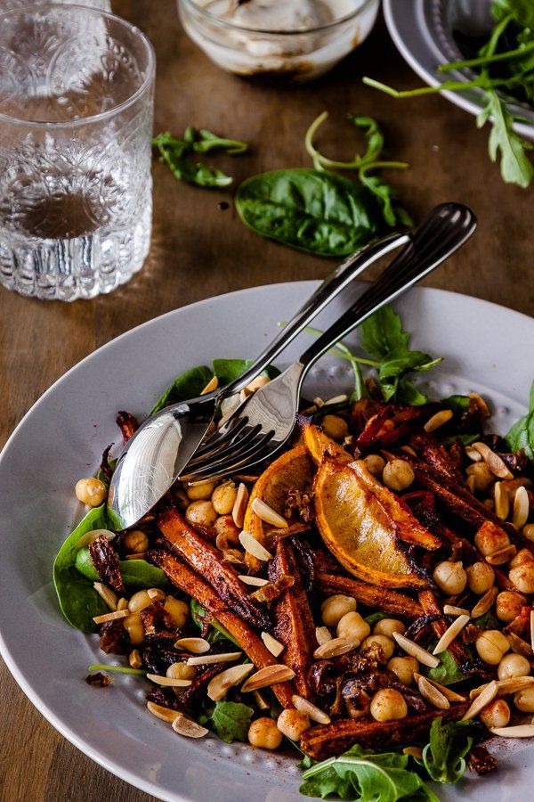 Roasted Moroccan Carrot Salad with Chickpeas