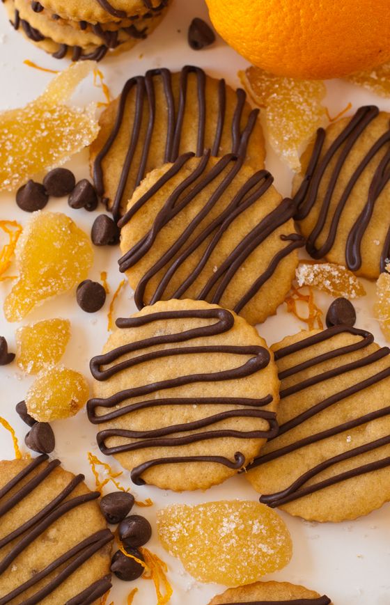 Orange & Ginger Cookies with Chocolate Drizzle